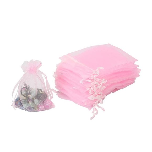 ⭐️5 for 20⭐️ 10 Pink Organza Drawstring Bags 3" x 4" - Picture 4 of 5